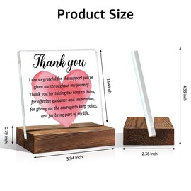 TOUNER Thank You Acrylic Office Decor Sign, Acrylic Desk Plaque Sign with Wood Stand, Thank You Gifts for Mentor Teacher Counselor Coach Adviser, Appreciation Birthday Gifts for Mom Dad Sister BFF