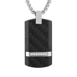 HZMAN Dog Tag Necklace for Men High Polished Titanium Steel Army Military Black Dog Tag Pendant Jewelry Gift 22+2 Inch Rolo Chain