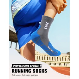 TENYSAF Compression Crew Running Socks: Athletic Socks for Men Women with Cushion,3 Pairs Work Hiking Basketball Sport Socks