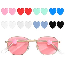 Mabor 8 Pairs Eyeglass Ear Grips Anti Slip Glasses Grippers for Behind the Ear Colored Heart-Shaped Non Slip Soft Strap Hooks Eyeglasses Stopper for Sunglasses