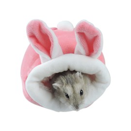 WishLotus Hamster Bed Mini Hamster House Soft and Warm Cute Hamster Small Animal Bed House for Dwarf Hamster Mini Hedgehog and Small Pets (Pink)