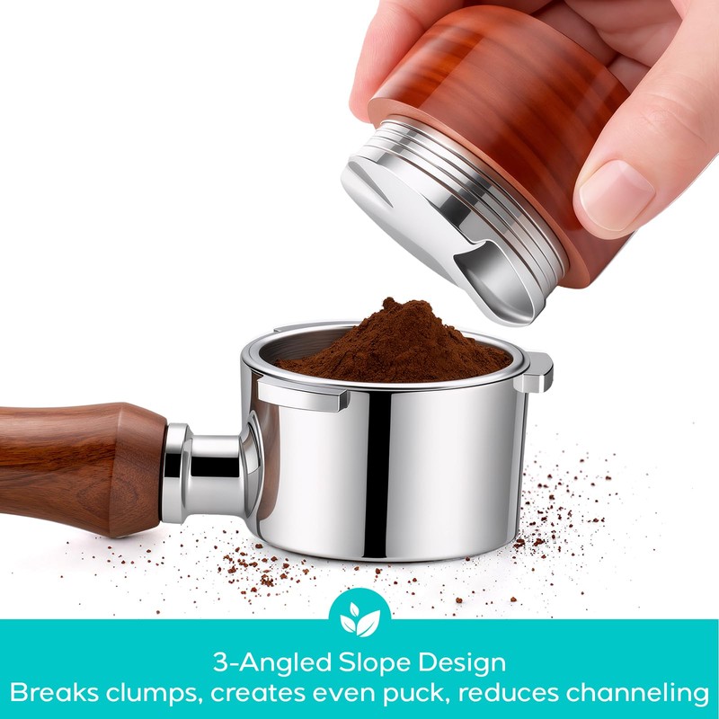 CASABREWS Espresso Distribution Tool, Coffee Distributor Espresso Leveler with Walnut