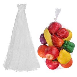 uxcell 100PCS Reusable Mesh Produce Bags, 19.7 Inches Egg Hatching Bags Washable Breathable Fruit Net Stretchable Mesh Netting Storage for Seafood Vegetable Onion Grocery Shopping, White