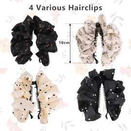 4Pcs Banana Hair Clip, Silk Scrunchies Hair Clip, Satin Scrunchies Combine Banana Clip for Thick Hair Ponytail Clip Hair Accessories for Women