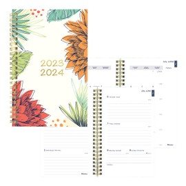 Blueline Essential Academic Weekly/Monthly Planner, 13 Months, July 2023 to July 2024, Gold Twin-Wire Binding, Poly Cover, 8" x 5", Tropical Design, Breeze, Bilingual (CA114BPM.01-24)