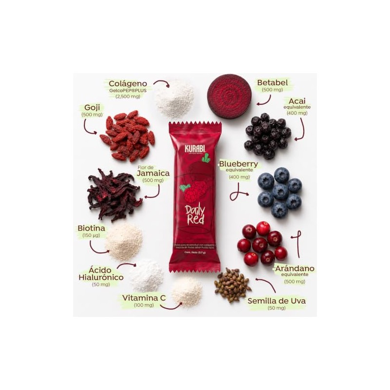 KURABI - Daily Red Jugo Rojo con Antioxidantes Sabor Frutos