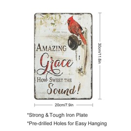 Metal Sign Amazing Grace How Sweet Sound Retro Tin Sign Home Kitchen Bar Cafe Club Cave Wall Decor Cardinal Tin Sign 8x12 Inch