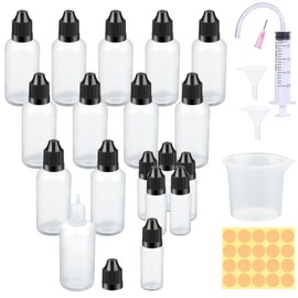 Nenull Liquid Bottles 50 ml x 12 Dropper Bottle 6 x 10 ml Empty Squeeze Bottle Plastic Bottles Dropper Bottle with Child Lock Lid Free Funnel Measuring Cup Transfer Pipette Pack of 24