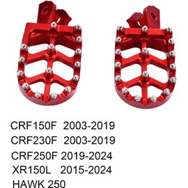 Dirt Bike Foot Pegs CNC Footpegs Foot Pedals Rest for XR150L 2015-2024 CRF150F CRF230F 2003-2019 CRF250F 2019-2024 XR125L 2010-2015 Motorcycle motorbike (Red)