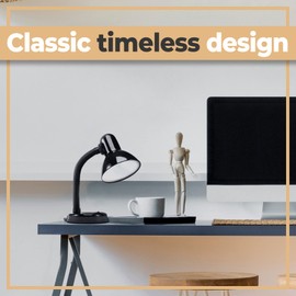 Retoo Retro Desk Lamp Retro Design 33 cm, E27 Socket, Classic Look, Made of Metal and Plastic, Eye-Friendly Workplace Lamp for Children, Table Lamp for Office, Black