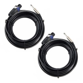 UMOKI 2PCS 50 Feet 12 Gauge SpeakON to 1/4 Inch Male Speaker Cables-50ft 12AWG SpeakON to 1/4 Stereo Audio Interconnect Cords-2 Pack