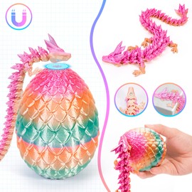 HIMS 3D Printed Dragon Egg with Dragon with Magnetic Function, Mysterious Dragon Fidget Toy, Realistic Movable Dragon Figures, Surprise Dragon Eggs, Home Decor
