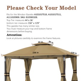 SCOCANOPY Replacement Cover Fit for Crestfield 11X13 Gazebo (Models A101017510, A101017511, A111020900),(Beige)