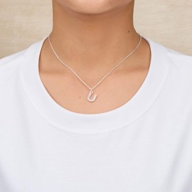 Philip Jones Pave Initial Necklace Letter U Created with Zircondia® Crystals
