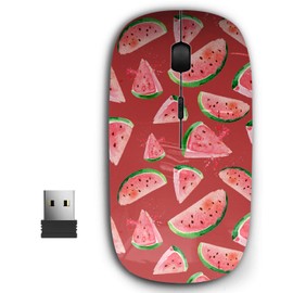 2.4G Ergonomic Portable USB Wireless Mouse for PC, Laptop, Computer, Notebook with Nano Receiver ( Watercolor Watermelon Slices )
