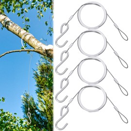 Otoolling 4pcs Bird Feeder Hanger for Tree with S-Hook Hanging Cable Tree Limb Protector with Silicone Sleeve Flexible Stainless Steel Cable for Heavy Bird Feeders, Plants, Baths (19.29inch)