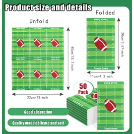 SietDESEO 50 Pieces 3-ply Football Napkins 13 x 15.7 Inches Guest Bathroom Napkins Football Paper Napkins Disposable Hand Towels for Bathroom Birthday Party Football Dinner Napkins