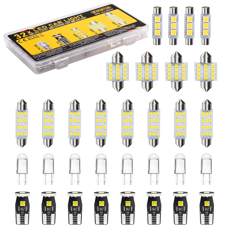 Spurtar 32PCS Interior Car Lights Extra Bright White Dome Map