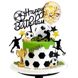 28 piezas de decoración para tartas de fútbol, decoración de tartas, para fútbol, cumpleaños, fiesta deportiva