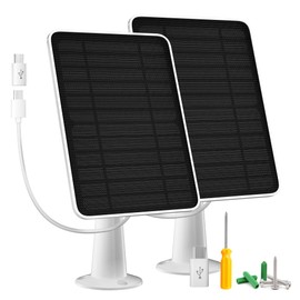 Solar Panel Charger Compatible with Arlo Essential 2K Outdoor(2nd Gen)/Essential XL Camera(2nd Gen)/Essential Spotlight, 5W Solar Panel with IP65 Waterproof 10ft Micro USB-C Cable & Wall Mount, 2 Pack