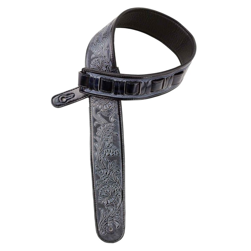 Walker & Williams DLX-282 Black Leather Padded Guitar Strap with