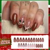 Ceboic Christmas French False Nails - 24Pcs Brown Pure Color