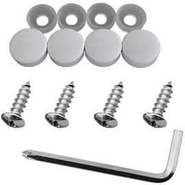 Stainless Steel License Plate Frame Self-Tapping Screws Fasteners ((4X) M5x16, Self-Tapping Screws + White Screw Covers)