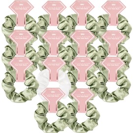 Satin Bridesmaid Scrunchies Bridesmaid Proposal Gifts Set of 14 Bachelorette Hair Ties Scrunchies Bachelorette Party Favors for Bridal Wedding Parties-(White & Sage Green)