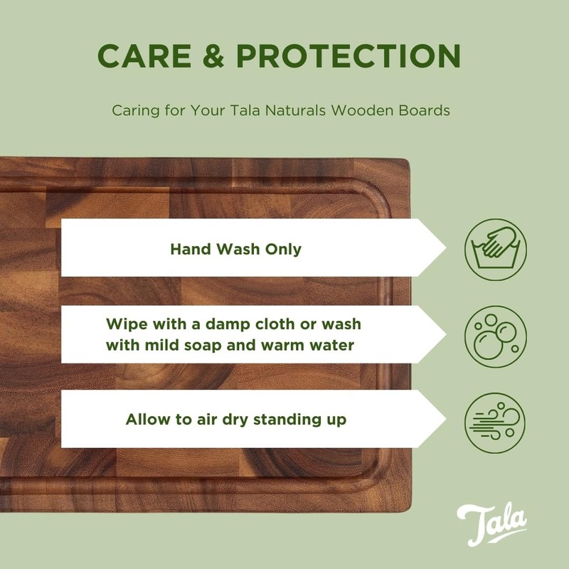 Tala Large Rectangular Chopping Board, Premium Food Grade Hevea Wood,