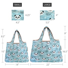 allydrew Large & Small Foldable Tote Nylon Reusable Grocery Bags, Set of 2, Set of 2, Panda, Large & Small, Allydrew Large & Small Foldable Tote Nylon Reusable Grocery Bags, Set of 2