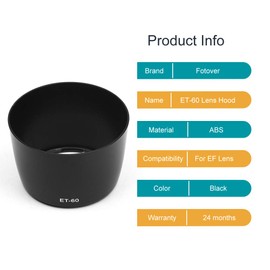 Fotover ET-60 Lens Hood Replacement Sun Shade for Canon EF 75-300mm f/4-5.6 II/II USM&EF 75-300mm f/4-5.6 III/III USM&EF 90-300mm f/4.5-5.6/USM&EF-S 55-250mm f/4-5.6 IS/IS II Lens