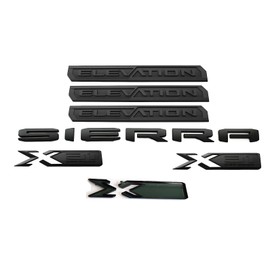6Pc Elevation Sierra Bed X31 Emblem Door Tailgate 3DBadge Nameplate Replacement for 2019-2023 Gen Sierra 1500 (Overlay Emblem Matte Black)