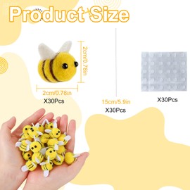 BXYIIGRU - 30 abejas de fieltro para manualidades, incluye 30 alambres de manualidades y 30 puntos de pegamento para manualidades, decoración de fiesta temática de abejas