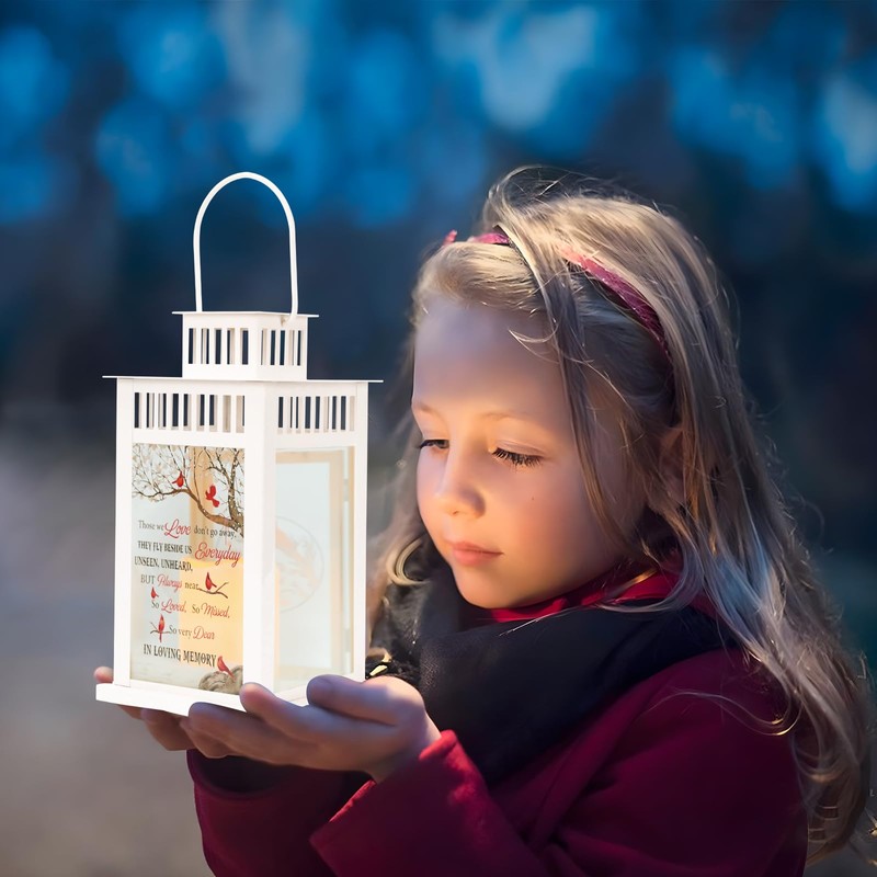 Memorial Lantern Sympathy Gift with Flickering LED Candle - Thoughtful