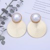 Inateannal Boho Texture Disc Dangle Earrings Large Round Pearl Stud