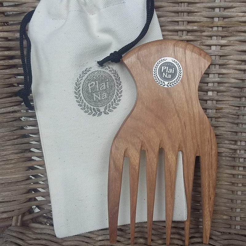 Plai Na Natural Wood Comb Afro Pick Handmade For Thick