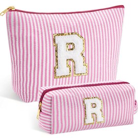 Valentines Day Gifts for Her - Birthday Gifts for Women Large Capacity A-Z Cosmetic Bags 2 Pack Makeup Bag Women's Portable Toiletry Bag