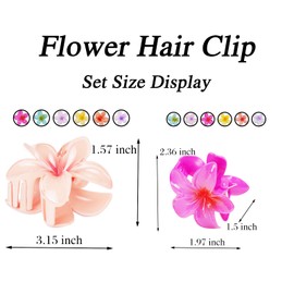 Flower Hair Claw Clips, 12pcs Nonslip Flower Hair Clip Strong Hold Hawaiian Claw Clip, Women Girls Acrylic French Hair Grips Hair Styling Accessories for Medium Thick Curly Wavy Hair-2 Size