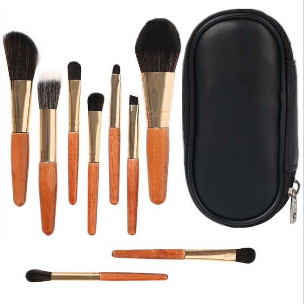 ZHIYE 9 Pieces Travel Makeup Brushes Set, Mini Makeup Brushes with Bag, Portable Synthetic Brushes for Foundation Brush, Blush, Powder, Eyeshadow, Cosmetic