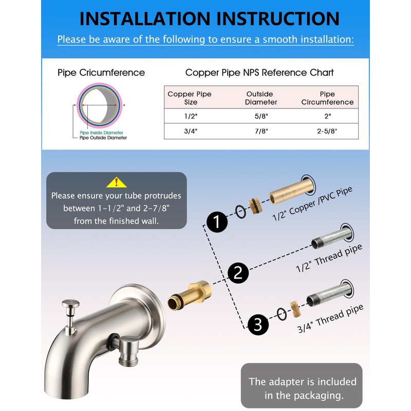 LOCALAND Bathtub Faucet with Sprayer, Tub Spout with Diverter Fits