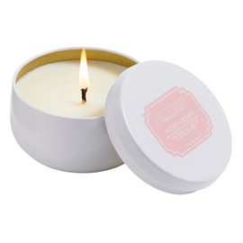 Field + Fleur by Hillhouse Naturals Candle in White Tin 100% Soy Wax Blend Scented Candles - 6 oz (Peony Blush) Sandalwood and Pink Peppercorn Balance Nicely with Rose Blooms and Jasmine.