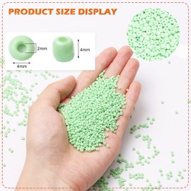 Yholin 1000pcs Glass Seed Beads Bulk, 4mm 6/0 Craft Seed Beads Small Pony Beads for DIY Craft Project Bracelet Necklace Jewelry Making - Light Green Waist Beads Spacer Beads with Tweezers