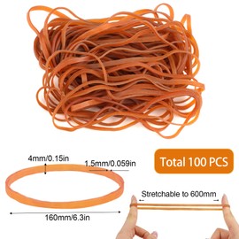 100 Pcs Large Rubber Elastic Bands, Large Elastic Bands (160mm*4mm), Large Rubber Bands, Elastic Bands Heavy Duty, Strong Elastic Bands, Thick Rubber Elastic Bands for Home School Office Bank Supplies