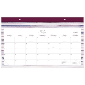 Cambridge Desk Calendar 2025-2026 Academic, Leah Bisch, Monthly Desk Pad, 17-3/4" x 11", Compact, Stripe (LB39-705A)