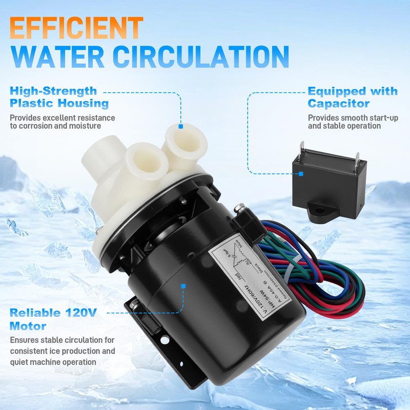 Sejaede PA0613 Ice Machine Water Pump Motor Assembly with Capacitor