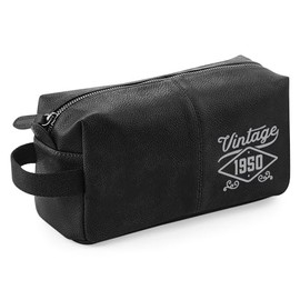75th Birthday Gift Men's Wash Bag Vintage Keepsake Funny Gift Novelty Unique Gift Idea (Black)