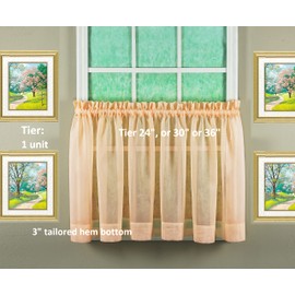 Today's Curtain Emelia Original Voile Tier Pair 36", Peach, 60"W x 36"L