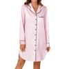 KIFOVEN Women's Silk Satin Striped Nightgown Button Down Collar V