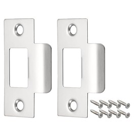Door Strike Plate,2Sets Door Security Strike Plates & Matching Screws,Short Strike Plate Internal Door Lock Mortice Latch Stainless Steel Latch Deadbolt Strike Plate for Wooden Doors House Door