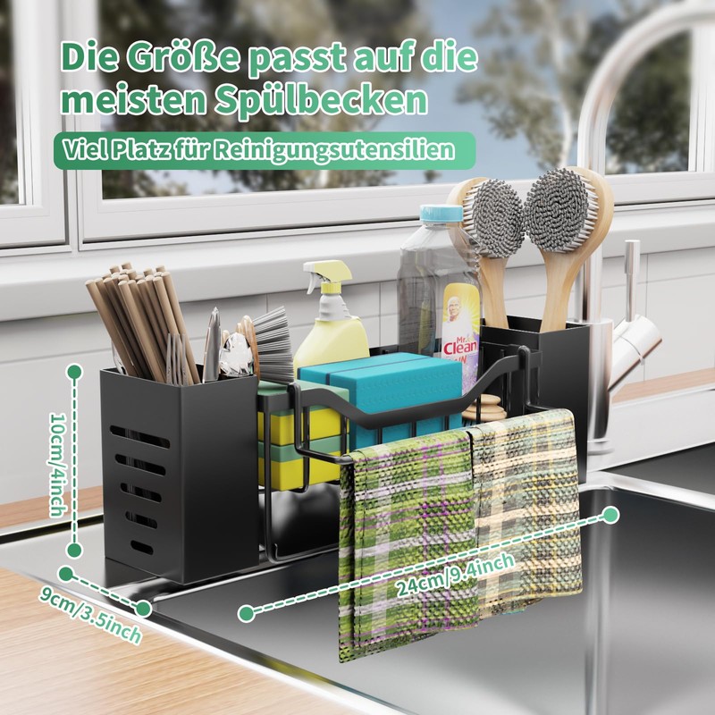 Koolkasa Sink Organiser, Kitchen Sponge Holder, Sink Organiser with Dish